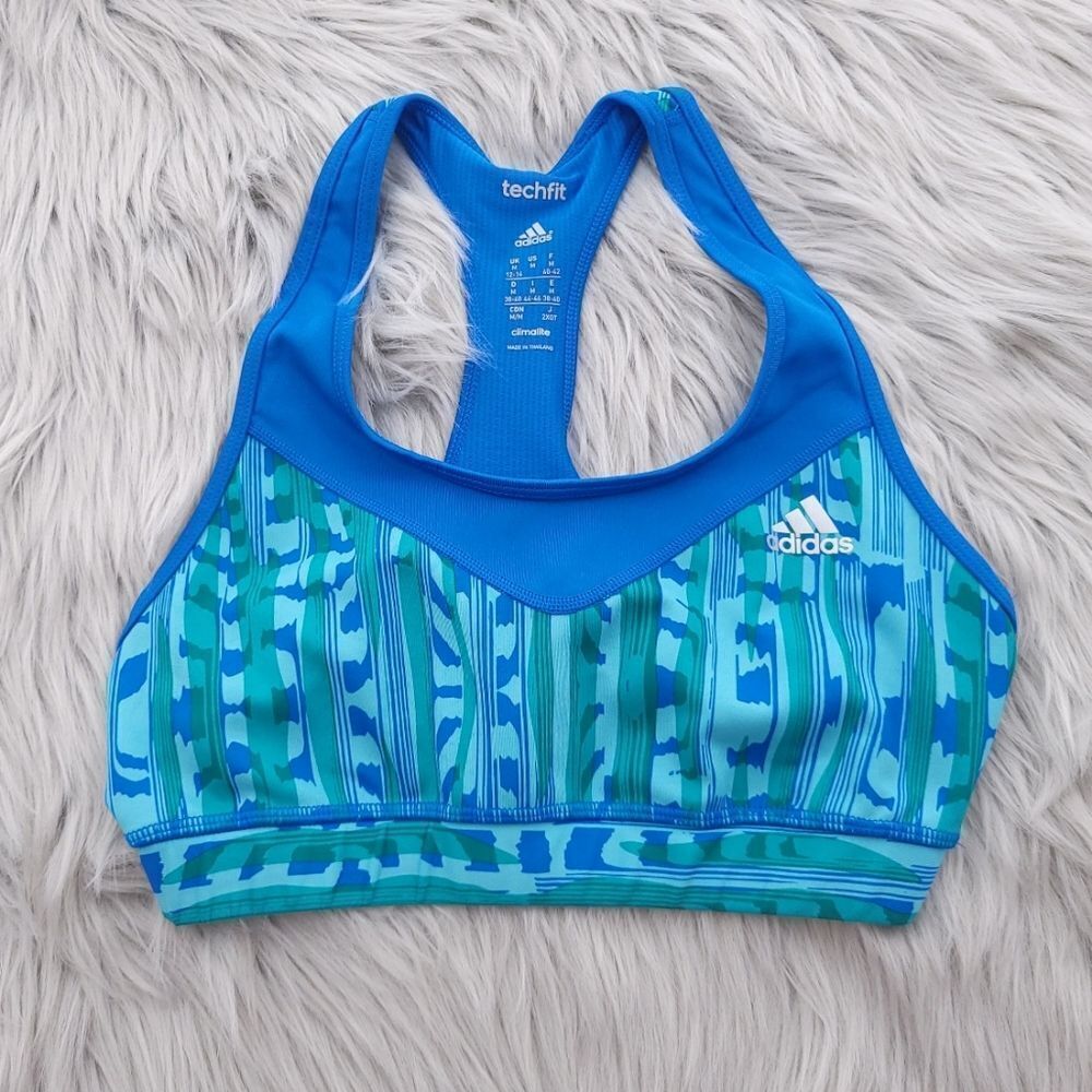 Adidas Women's Size Medium Blue Techfit Climalite Racerback Sport Bra